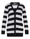 Max Mara Striped V-neck Cardigan And Pockets In Multi