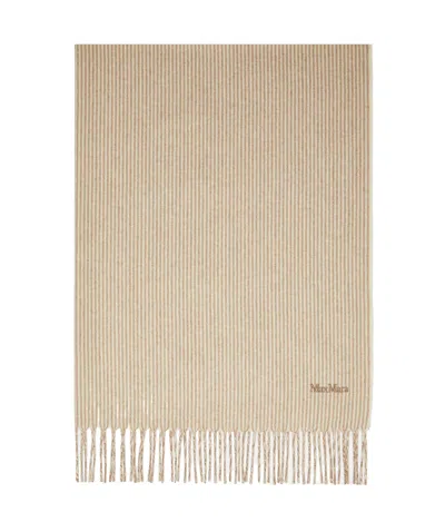 Max Mara Striped Cashmere Shawl In Nude
