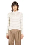 Max Mara Striped Cashmere Silk Polo In White