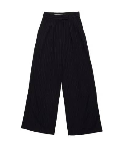 Max Mara Striped Casual Pants In Black