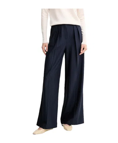 Max Mara Striped Casual Pants In Blue
