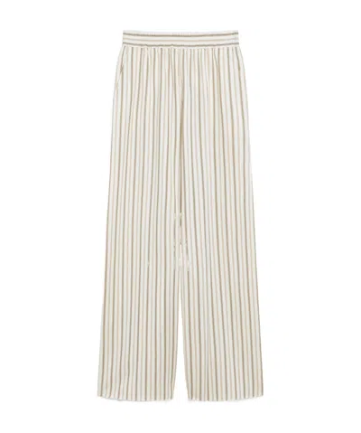 Max Mara Striped Casual Pants In White