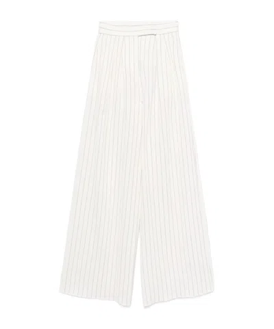 Max Mara Striped Casual Pants In White