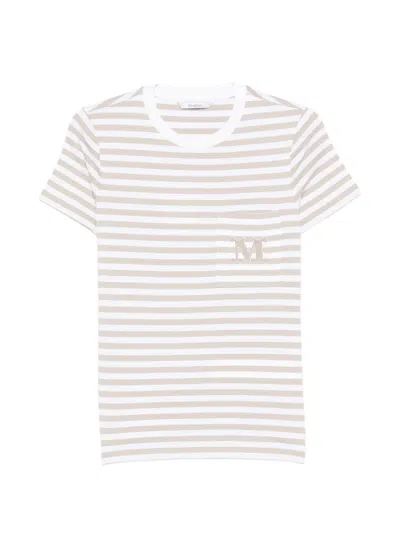 Max Mara Striped Chest-pocket T-shirt In Multi
