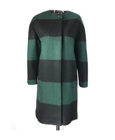 Max Mara Striped Coat In Green
