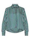 Max Mara Brama Stripe Crop Silk Button-up Shirt In Multi