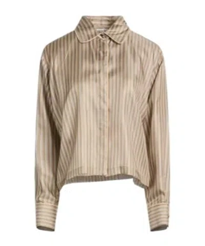 Max Mara Striped Collared Button-down Long-sleeve Shirt In Nude
