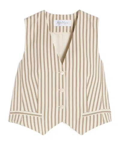 Max Mara Maxmara Mxmfauno Striped Cotton And Silk Canvas Waistcoat In Brown