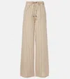 Max Mara Wide-fit Striped Cotton And Silk Canvas Trousers In Brown
