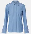 Max Mara Striped Cotton-blend Poplin Shirt In Blue