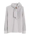 Max Mara Striped Cotton Blouse In White