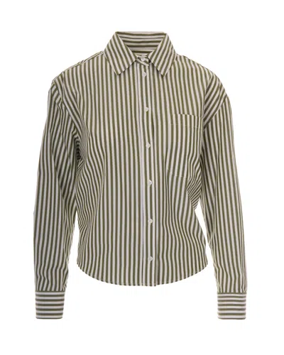 Max Mara Striped Cotton Button-up Shirt In Riga Pari Pistacchio/off White