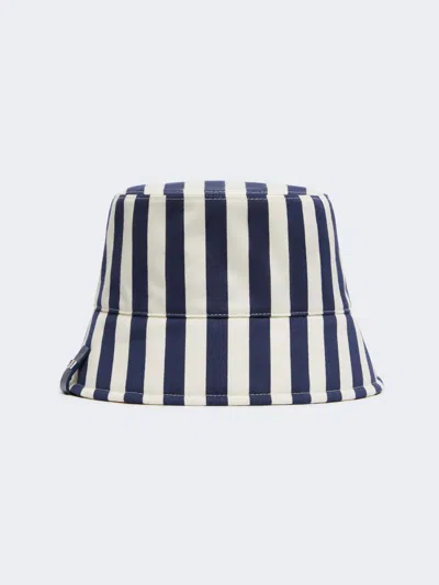 Max Mara Striped Cotton Cloche Hat In Blue