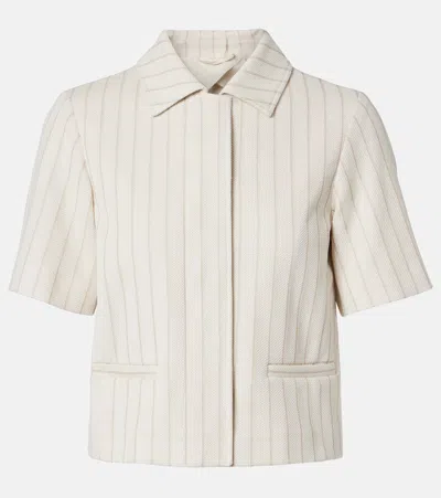 Max Mara Striped Cotton Jacket In Neutral