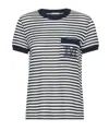Max Mara Striped-pattern Embroidered-logo T-shirt In Black
