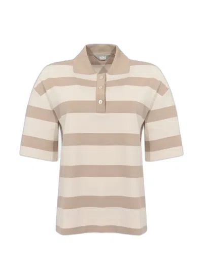 Max Mara Striped Cotton Polo Shirt In Multi