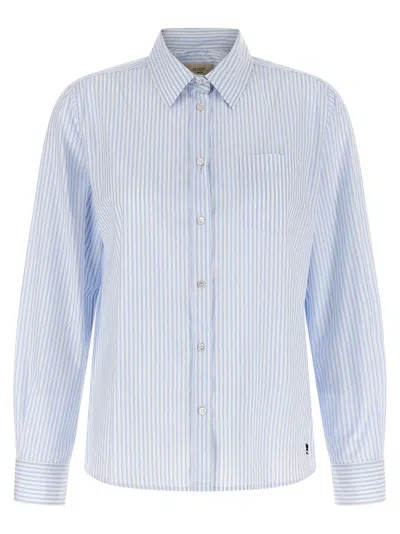Max Mara Striped Cotton Poplin Blouse In Blue