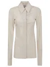 Max Mara Striped Cotton Poplin Tunic With Hidden Button Closure In Neutrals