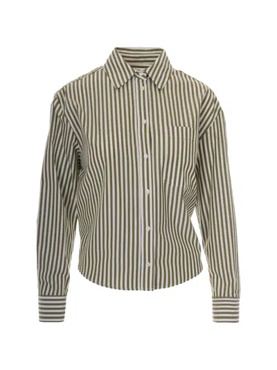 Max Mara Striped Cotton Shirt In Animal Print