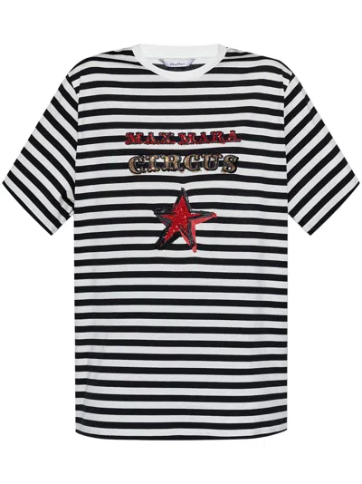 Max Mara Cotton Embellished T-shirt In Multi