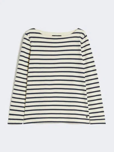 Max Mara Striped Cotton T-shirt In Blue