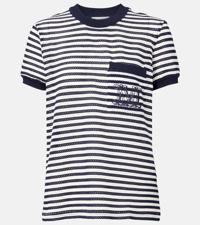 MAX MARA STRIPED COTTON-BLEND JERSEY T-SHIRT