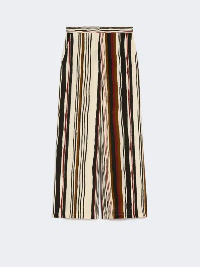 Max Mara Striped Crêpe De Chine Trousers In Red