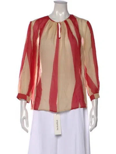 Pre-owned Max Mara Striped Crew Neck Blouse In Red