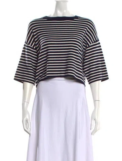 Pre-owned Max Mara Striped Crew Neck Crop Top In Neutral