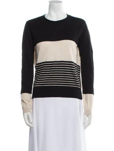 Pre-owned Max Mara Striped Crew Neck Sweater In Black