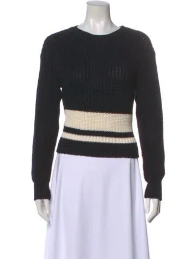 Pre-owned Max Mara Striped Crew Neck Sweater In Black