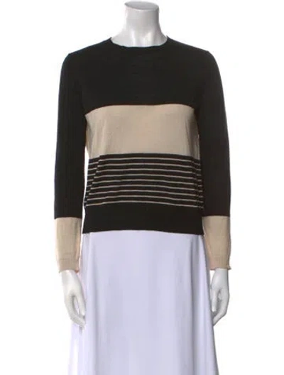 Pre-owned Max Mara Striped Crew Neck Sweater In Blue