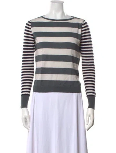 Pre-owned Max Mara Striped Crew Neck Sweater In Grey/neutrals
