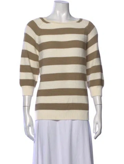 Pre-owned Max Mara Striped Crew Neck Sweater In Neutrals