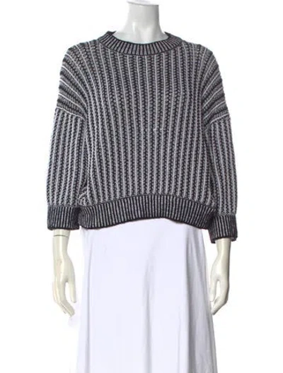 Pre-owned Max Mara Striped Crew Neck Sweater In White
