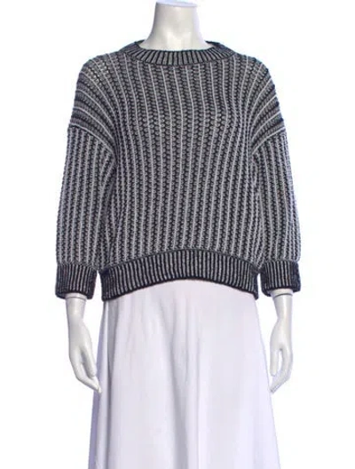 Pre-owned Max Mara Striped Crew Neck Sweater In White