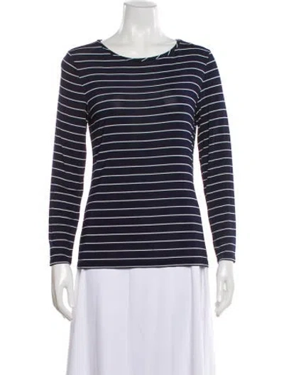 Pre-owned Max Mara Striped Crew Neck Top In Blue