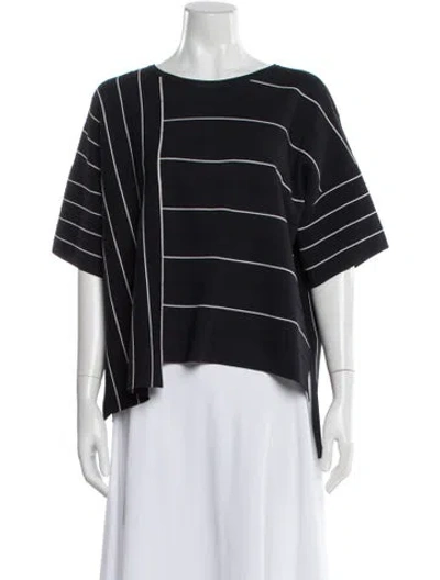 Pre-owned Max Mara Striped Crew Neck Top In Blue