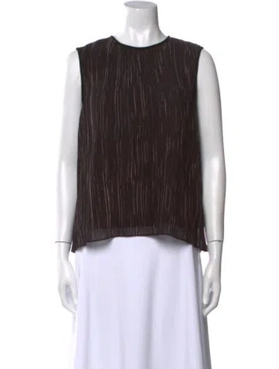 Pre-owned Max Mara Striped Crew Neck Top In Brown