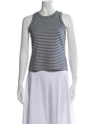 Pre-owned Max Mara Striped Crew Neck Top In White