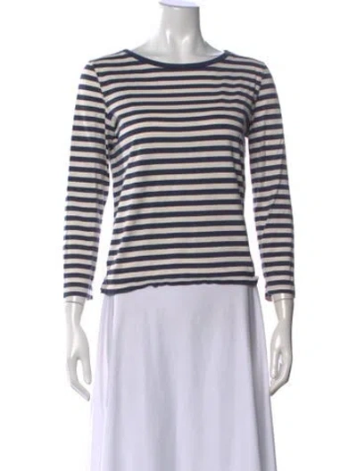 Pre-owned Max Mara Striped Crew Neck T-shirt In Blue