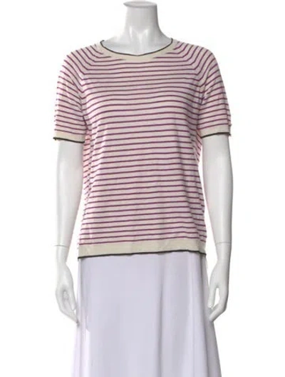 Pre-owned Max Mara Striped Crew Neck T-shirt In Neutral