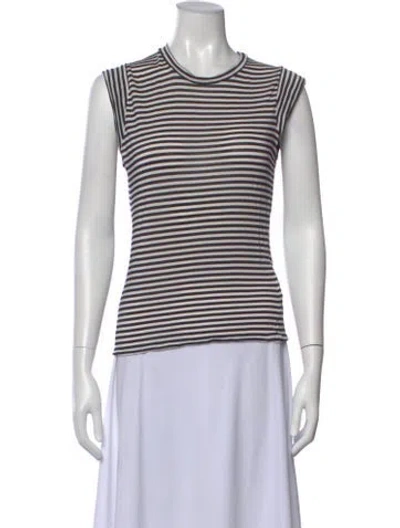 Pre-owned Max Mara Striped Crew Neck T-shirt In Neutral