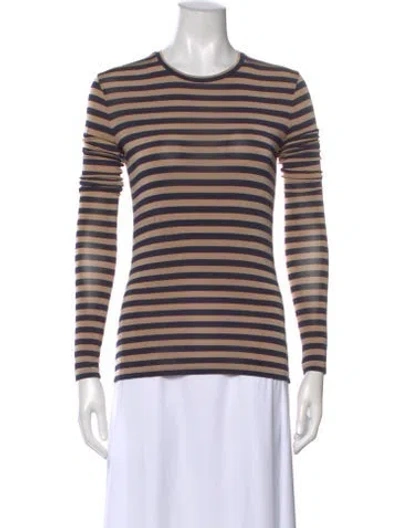 Pre-owned Max Mara Striped Crew Neck T-shirt W/ Tags In Neutral