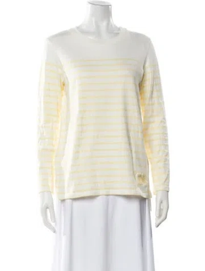 Pre-owned Max Mara Striped Crew Neck T-shirt In Yellow
