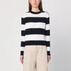 Max Mara Striped Crop Sweater In Wool And Cashmere In Beige