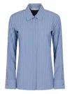 Max Mara Striped Cotton-blend Poplin Shirt In Blue