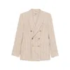 Max Mara Striped Double-breasted Blazer In Neutral