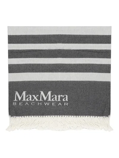Max Mara Striped Fringed Towel In Multi