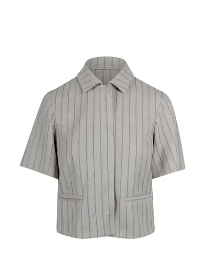 Max Mara Striped Jacket In Gray